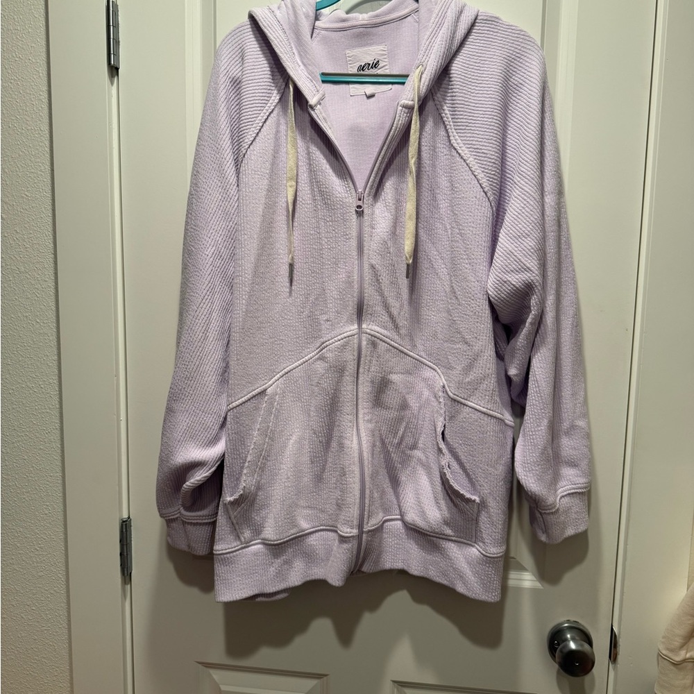 Aerie XXL oversize full zip hoodie Lavender